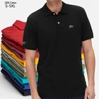 Мужские поло с вышивкой, из 100% хлопка, с коротким рукавом, S-5XL