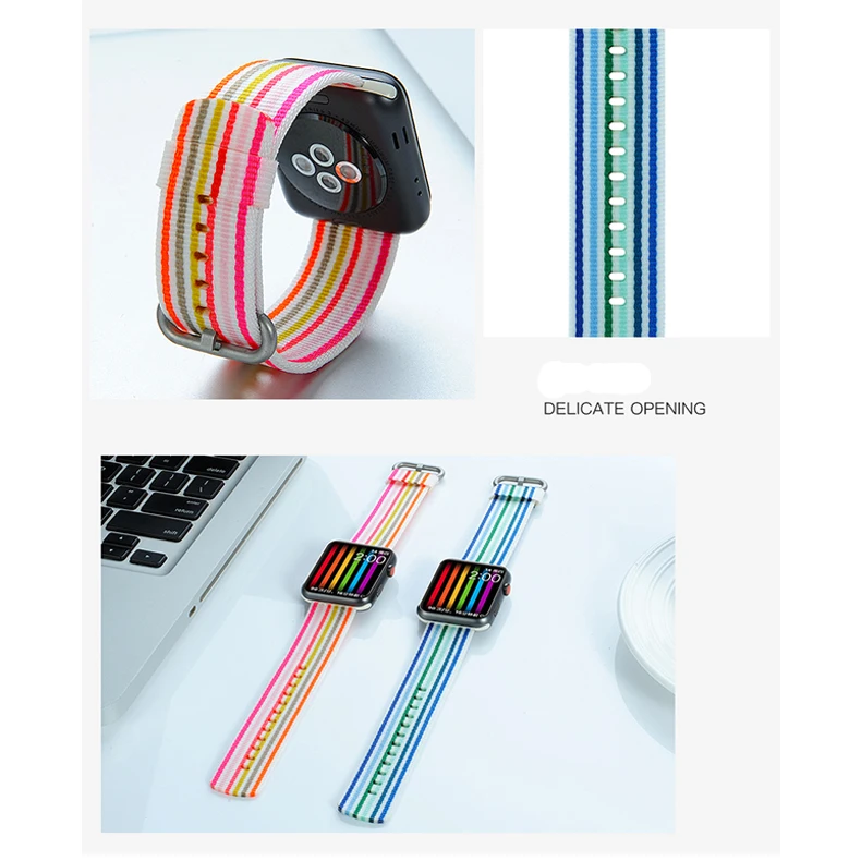 Нейлоновый ремешок для apple watch band 42 мм 38 мм iWatch 4 Band 44 мм 40 мм браслет ремень Спортивная петля ремешок для apple watch 4 3 2 1