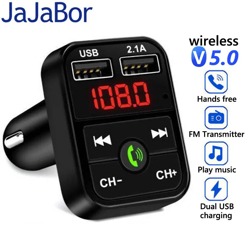 

FM-трансмиттер JaJaBor, Bluetooth 5,0, Автомобильный приемник громкой связи, музыкальный плеер, поддержка TF-карт, U-диск