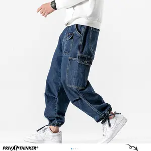 Мужские джинсы в стиле хип-хоп Privathinker, винтажные мешковатые джинсы для мужчин 2020, уличная одежда, мужские синие джинсы, брюки размера плюс
