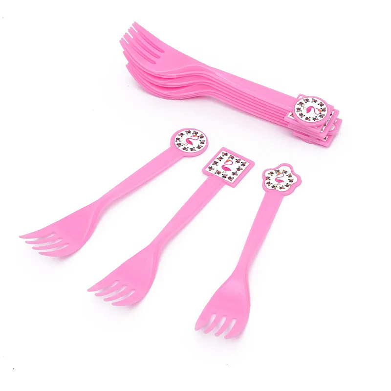 Forks 10pcs 6 шт./лот Фламинго попкорн коробка дети день рождения поставки Фламинго коробки с днем рождения коробки для попкорна Фламинго вечерние поставки - Цвет: Forks 10pcs