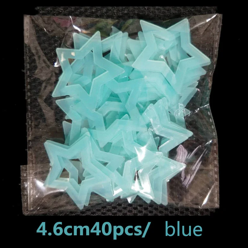 40pcs blue 40/50/100 шт 3D светящиеся наклейки Декор для дома со звездами и наклейки с Луной для вечерние год украшения Рождественская наклейки - Цвет: 40pcs blue