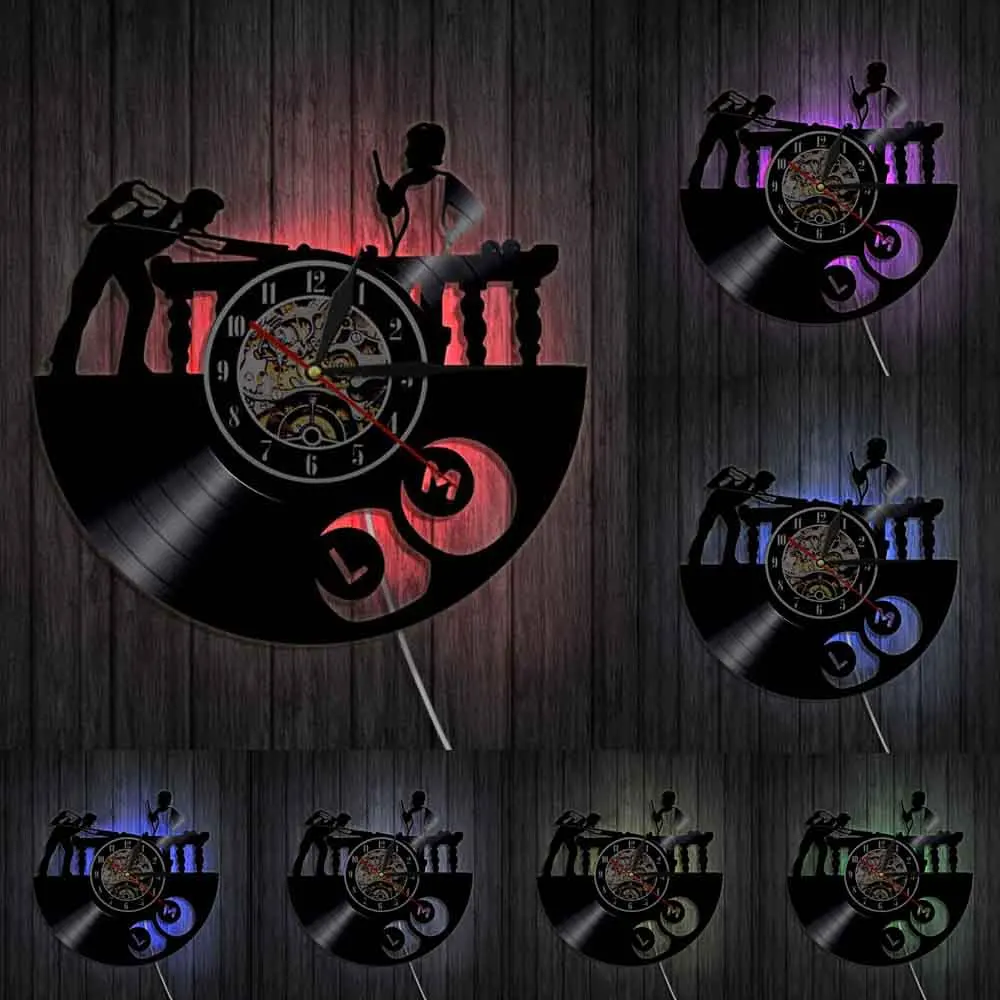 Виниловая тема для снукера бесшумные настенные часы креативные декоративные