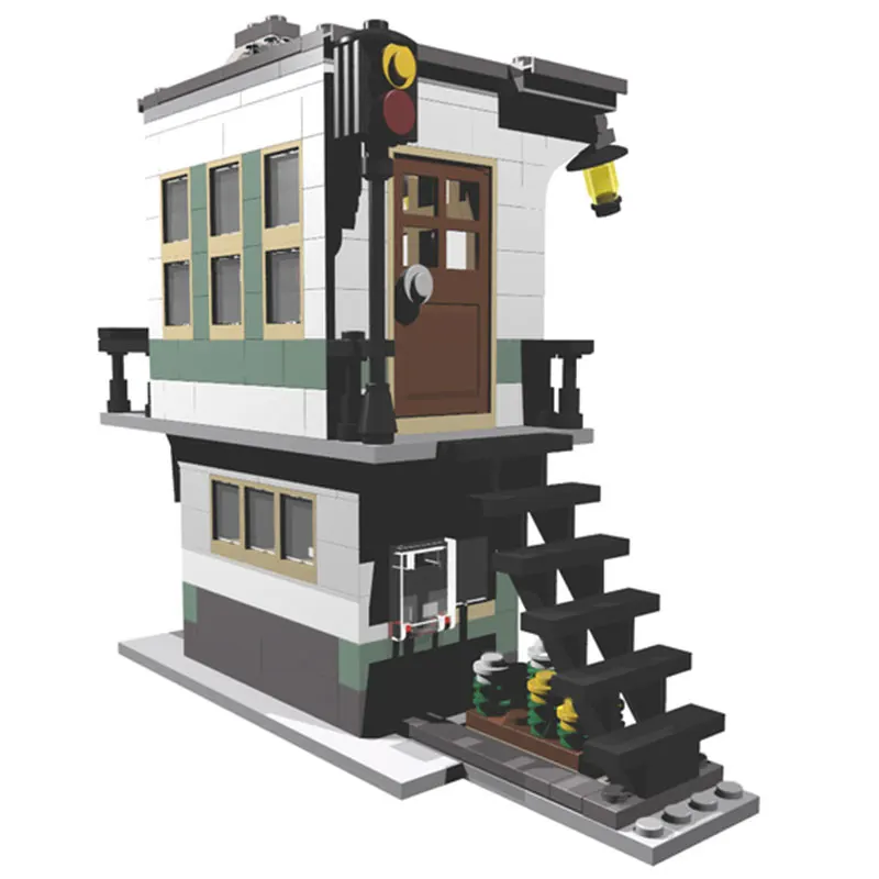

MOC City Architecture Chili's Restaurant Store Bricks Street View Restaurant House Set Model Building Blocks Toys Friend