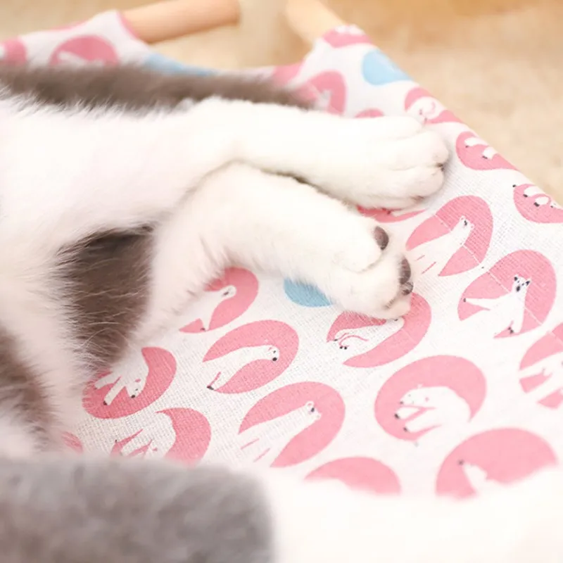 Обычная кровать для кошек моющиеся гамаки Вуд холст кошка прочная холщовая