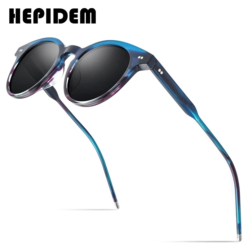 

HEPIDEM Acetate Polarized Sunglasses Women 2020 Brand Designer High Quality Retro Vintage Round Sun Glasses for Men 9127 fonex