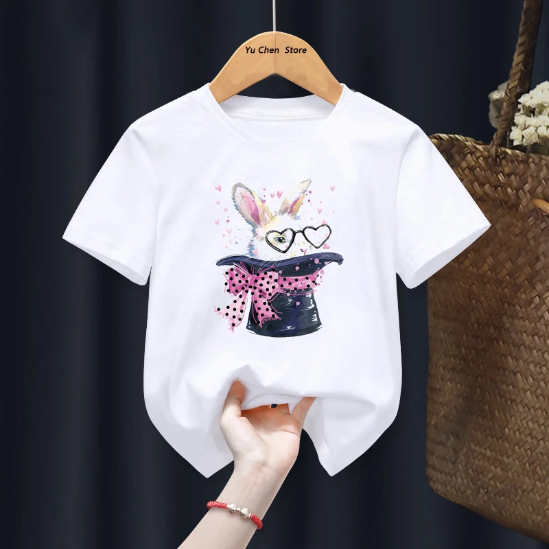 

Prajna Cute Rabbit Cartoon Animal Boy Girl 3D Printed T-shirt Summer Cute Pattern Short Sleeve Children's T-shirt