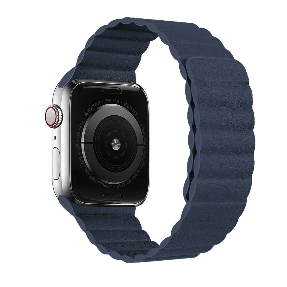 Ремешок кожаный для Apple Watch band 44 мм 40 38 42 магнитный браслет iWatch Series 3 4 5 se 6|Ремешки