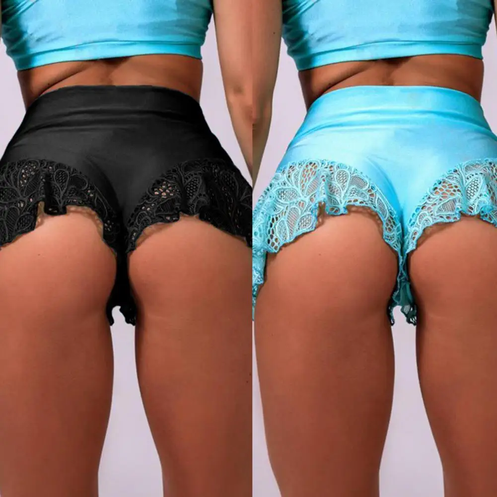 

2021 New Shorts Lace Stitching Soft Women Sexy Sport Short for Yoga Gym Pants