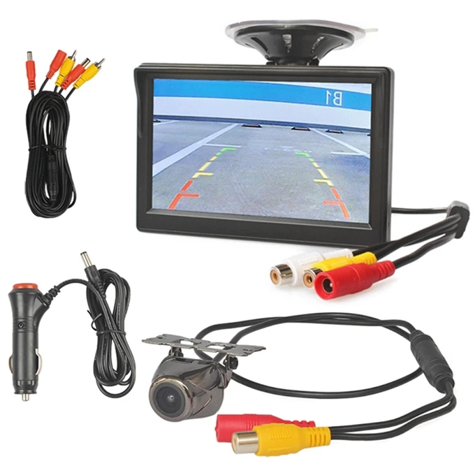 DIYKIT " автомобильный монитор заднего вида Авто парковочный Vedio+ светодиодный ночного видения резервная камера заднего вида HD Автомобильная камера заднего вида с монитором - Название цвета: 666