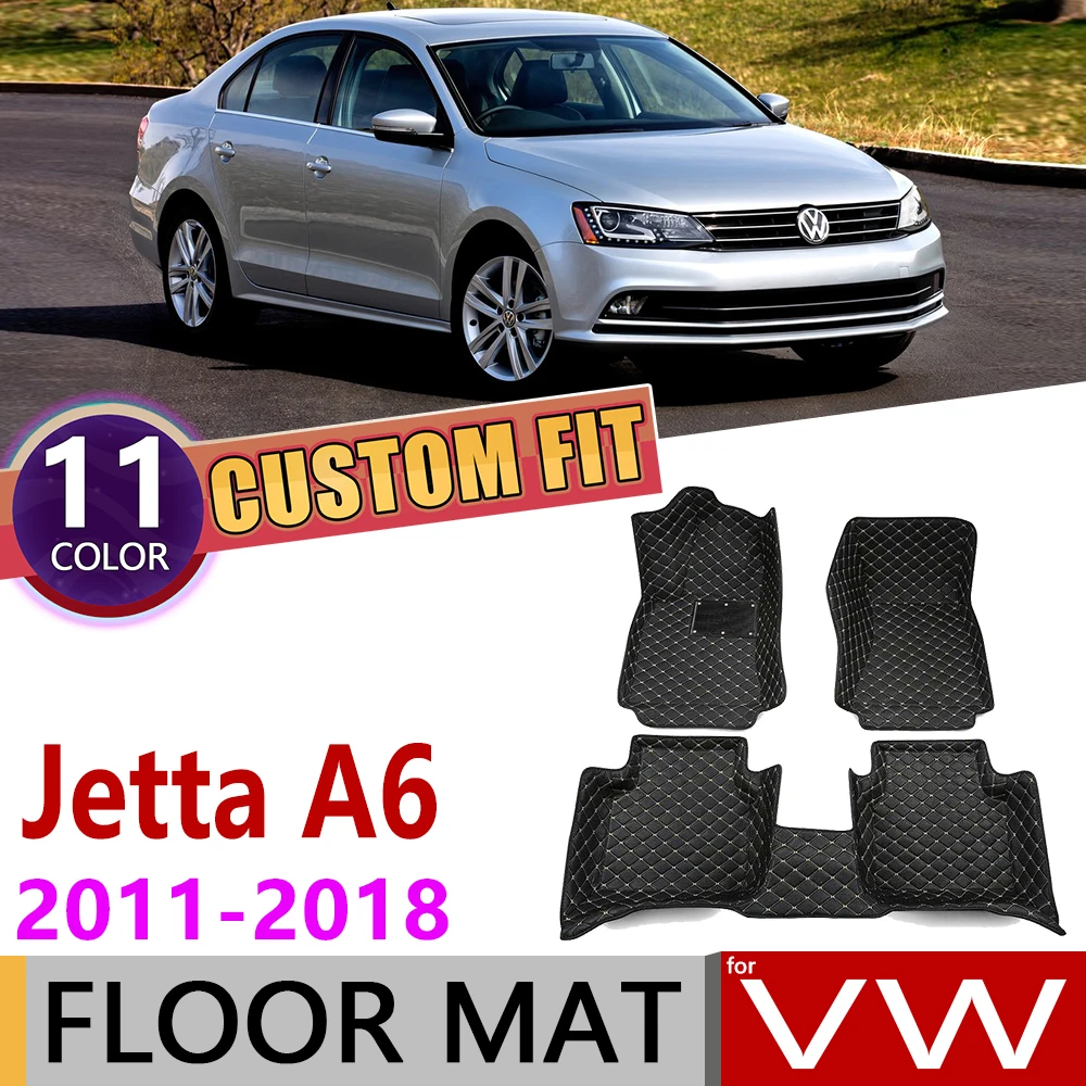 Кожаный автомобильный коврик на заказ для Volkswagen VW Jetta Vento A6 2011 ~ 2018 5 мест ног