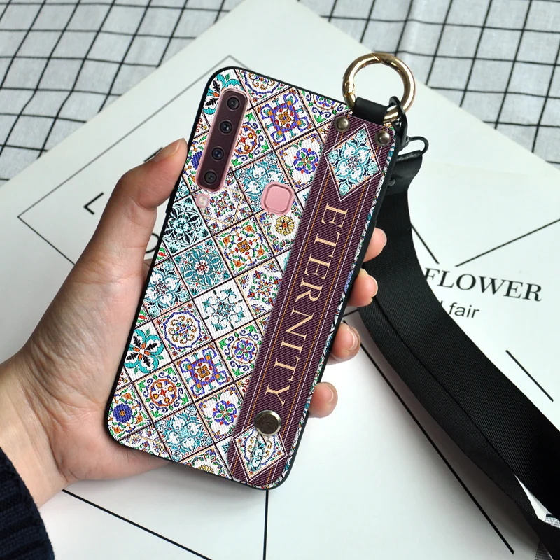 With Strap Чехол для телефона с ремешком на запястье для samsung Galaxy J4 J6 J8 Роскошный чехол на шею для samsung A5 A6 A7 A9 A8 Plus задняя крышка - Цвет: With Strap