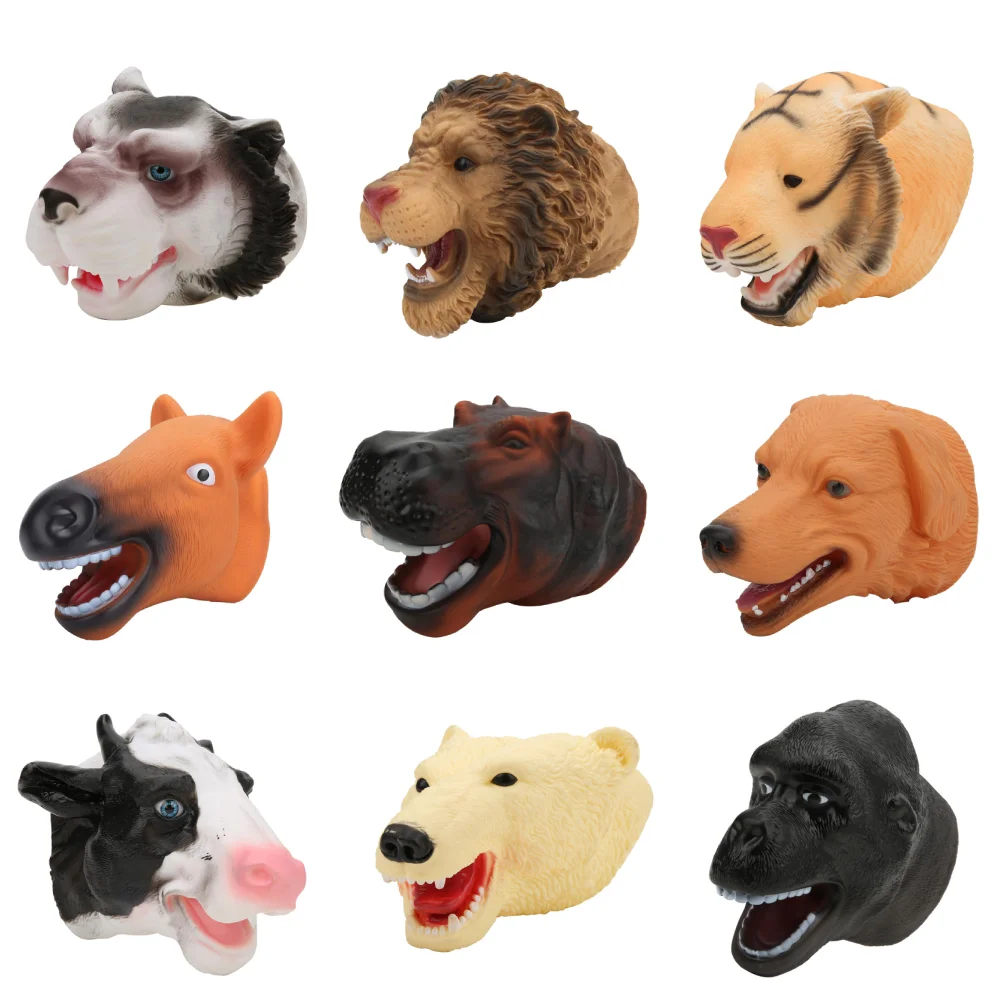 Мягкая резиновая голова животного кукольная фигурка игрушки перчатки для детей