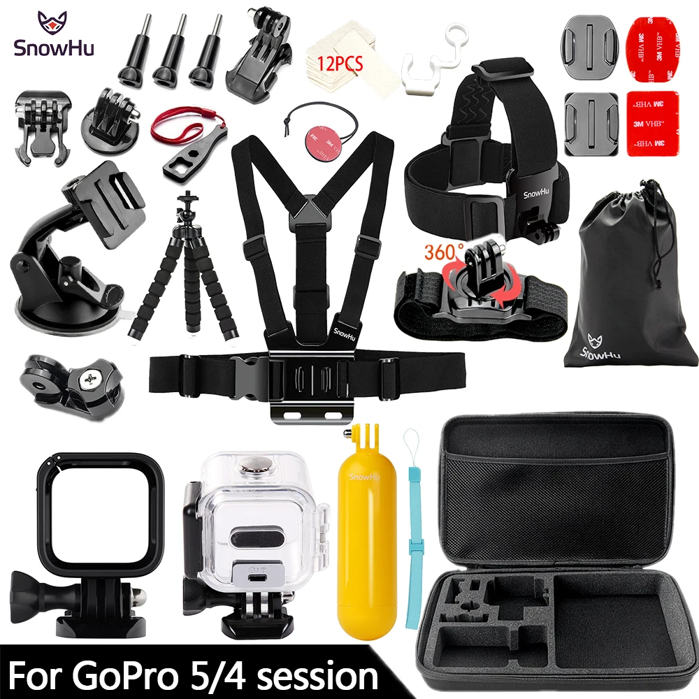 SnowHu для Gopro Hero 5/4 Session набор аксессуаров Tripod3 Way Monopod Go pro 4/5 аксессуары 4S GS70 |