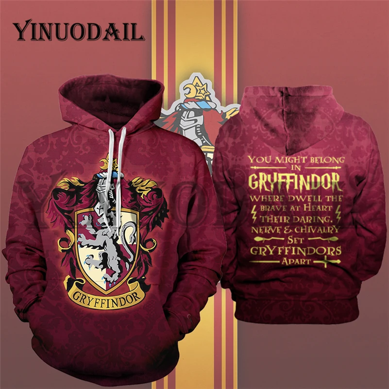 Gryffindor YINUODAIL мужские спортивные толстовки Wizardry 3D Толстовка Хогвартс Ravenclaw Gryffindor комплект уличная Косплей Костюм - Цвет: Gryffindor