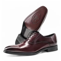 italian mens dress shoes genuine leather black wine red oxfords office business wedding formal shoes men