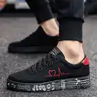 Мужская обувь на шнуровке граффити мужские кроссовки 2022 Большие размеры Мужские холщовые низкие спортивные туфли Черная Спортивная мужская обувь V7