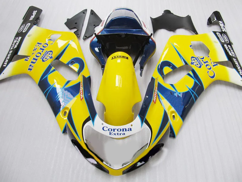 Набор обтекателей для GSXR600 750 01 02 03 GSXR 600 GSXR750 K1 2001 2002 2003 ABS Желтый Синий Обтекатели