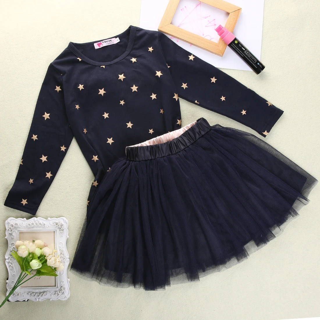 2 шт. юбка футболка с бантом для девочек|Комплекты одежды девочек| |