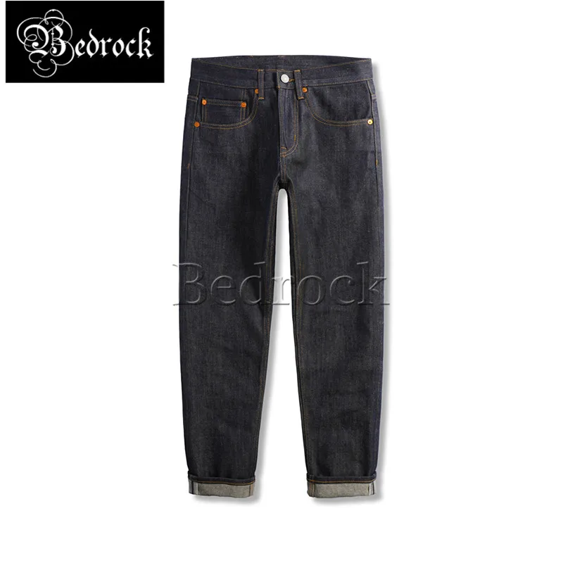 15.5oz Heavy Unwashed Vintage Raw Denim Jeans men casual straight red ear denim jeans small leg pants Featured blue winter thick
