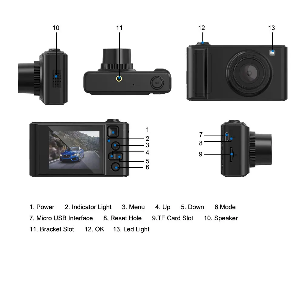 TAVIN Car Dvr Dash Cam Dual Lens Recorder 2 inch Rearview Mirror Full HD 1080P Night Vision Camera 24H Parking Auto Video | Автомобили и