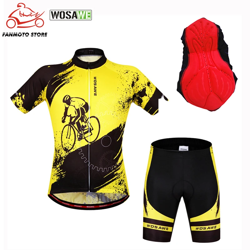 WOSAWE Мужские мотоциклетные наборы Топы с коротким рукавом Велоспорт Джерси