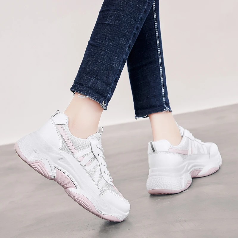 Новинка года женская обувь Ulzzang на платформе спортивная для ходьбы толстой