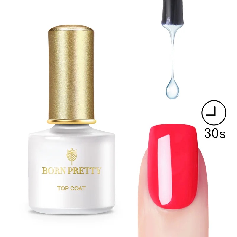 30s Fast Dry Top BORN PRETTY 2 бутылки базовое верхнее покрытие набор Гель-лак для ногтей комплект 6 мл не протирать матовый эффект верхнее покрытие замачивание уф Гель-лак для ногтей с коробкой - Цвет: 30s Fast Dry Top