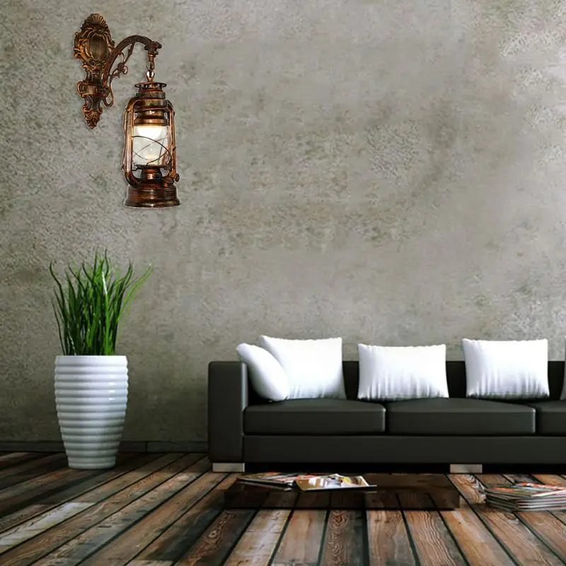 

Vintage LED Wall Lamp Barn Lantern Retro Kerosene Wall Light European Antique Style M06 21 Dropshipping