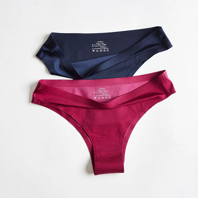 Бесшовные женские трусики нейлоновые ультратонкие стринги однотонные T образные