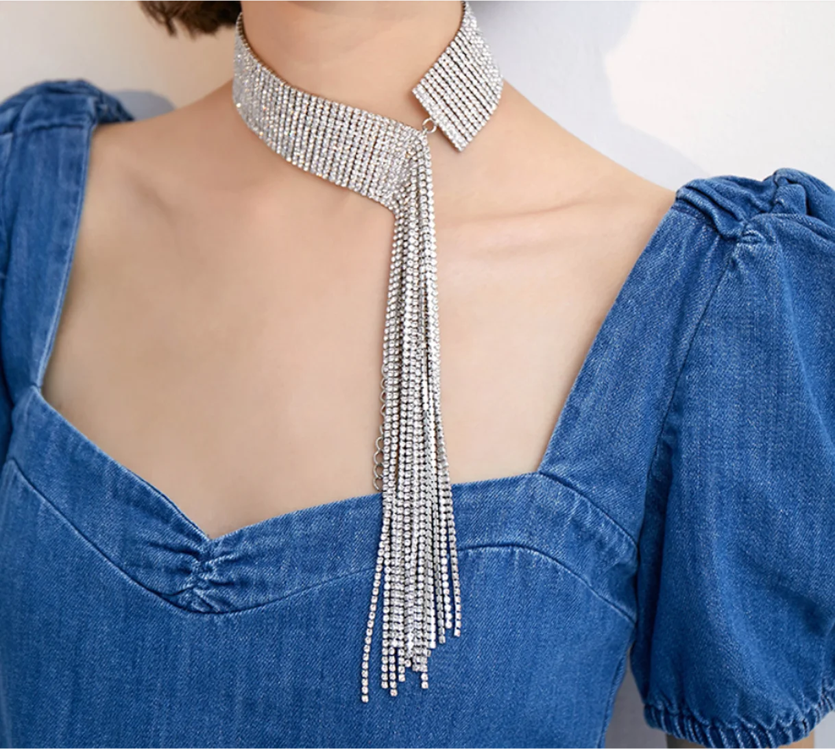 

2023 trend Fringed long sweater chain choker Chain party necklaces for women simple and fashion jewelry