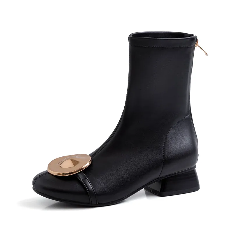 Женские ботильоны на низком каблуке ASUMER с металлическим украшением уникальные