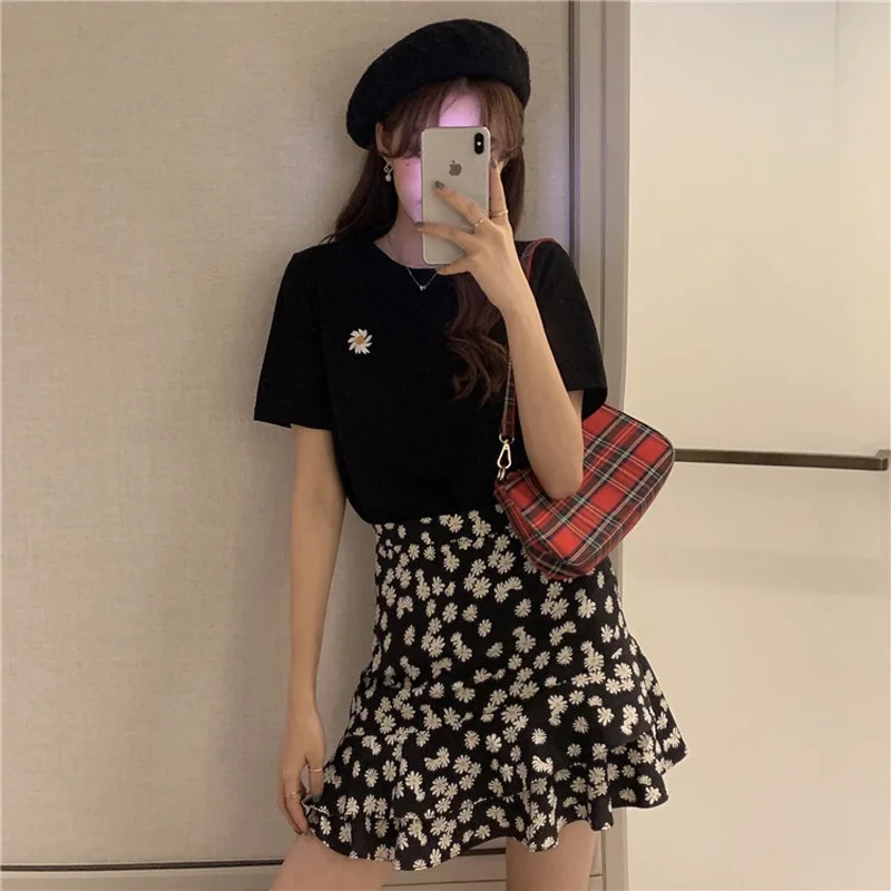 Новинка 2020 летняя женская юбка повседневная с завышенной талией трапециевидная