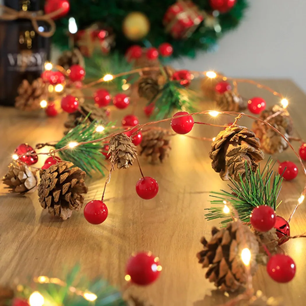 

Christmas Pine Cones Branch LED String Light Home Decor Light Night Lamps For Lawn Garden Party Holiday DIY Event Decor