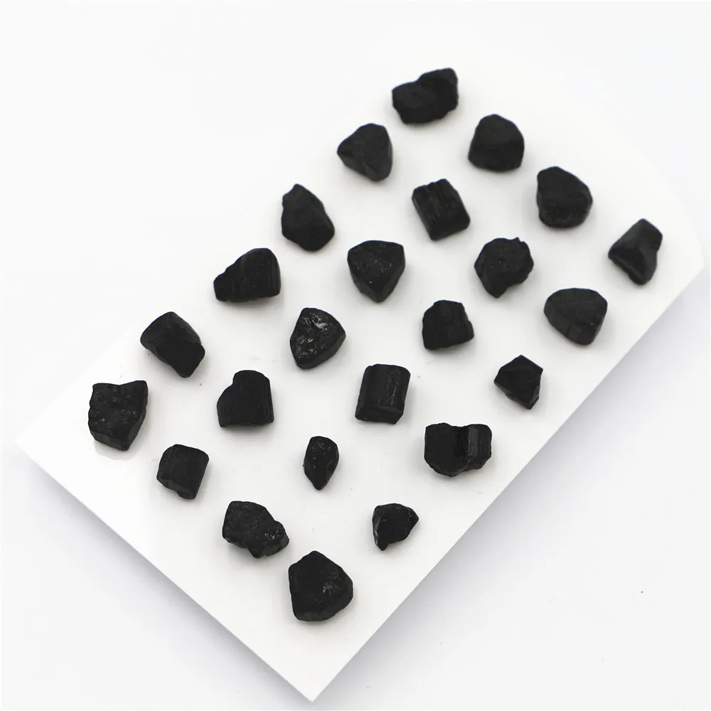 

New Simple Trendy Geometric Black Tourmaline Asymmetric Natural Stone Stud Earrings For Women Cute Small Wholesale 12Pair