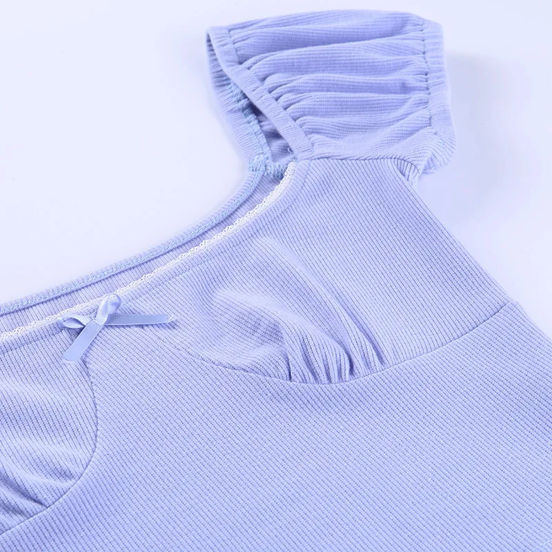 

Newest Summer Style Fashion Crop Top 2020 Sexy Short Sleeve Bow Tie Blue White T Shirts High Street Style Women T-Shirt