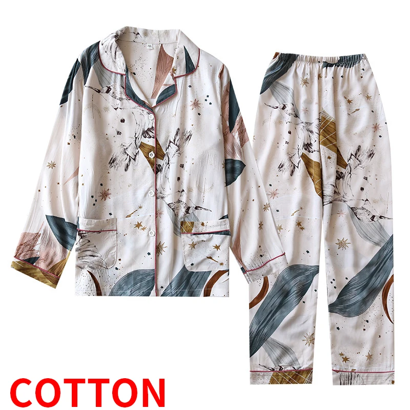 Одежда для сна Пижамный комплект из хлопка пижамы домашний костюм женщин 2