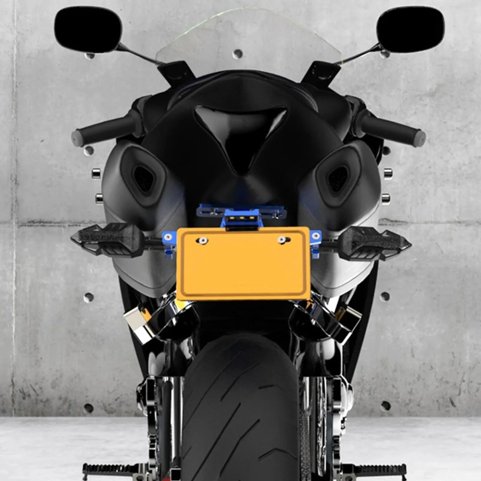 

Motorcycle License Plate Bracket with LED Lights Licence Plate Holder Aluminum Alloy Universal Silver