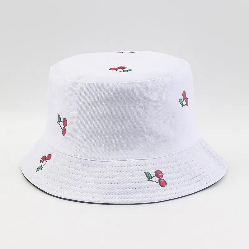 

Cotton Double Sided Cherry Print Bucket Hat Fisherman Hat Outdoor Travel Hat Sun Cap Hats for Men and Women 208