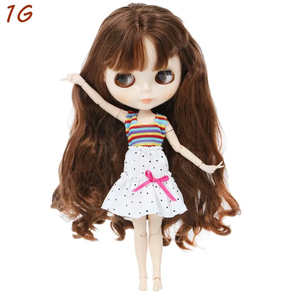 Style 1G Кукольные аксессуары, 1 комплект, милый мини наряд, повседневная одежда, топы, жилет, брюки, платья «рыбий хвост», Одежда для куклы Blythe, 11,5 дюймов, игрушка - Цвет: Style 1G