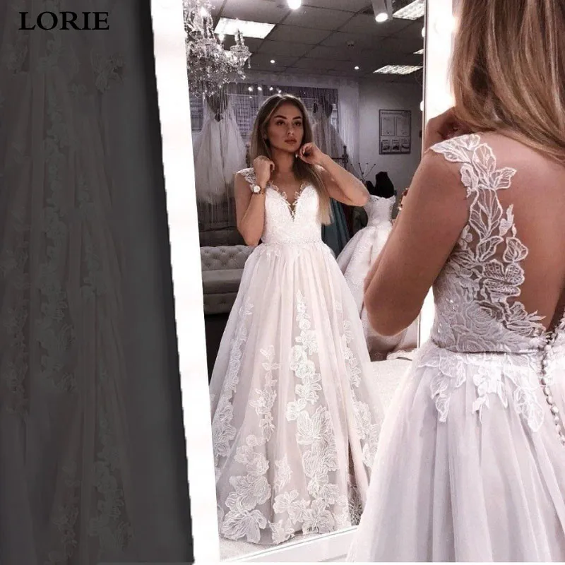 

Свадебное платье с V-образным вырезом, в стиле бохо