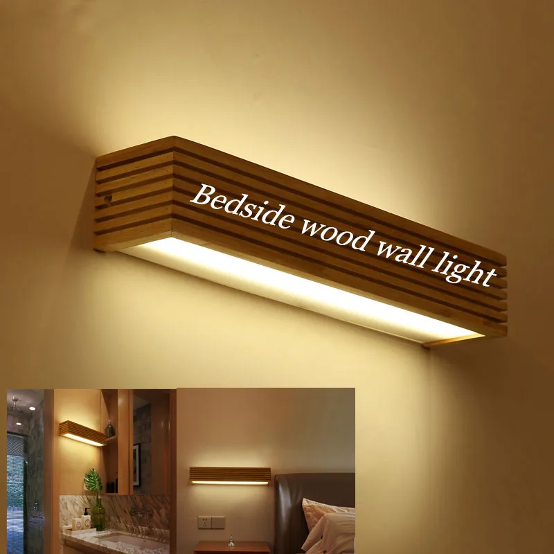 

Креативный прикроватный деревянный настенный светильник в скандинавском стиле для спальни, 12 Вт, фойе, для учебы, фоновая лампа, зеркальный ...