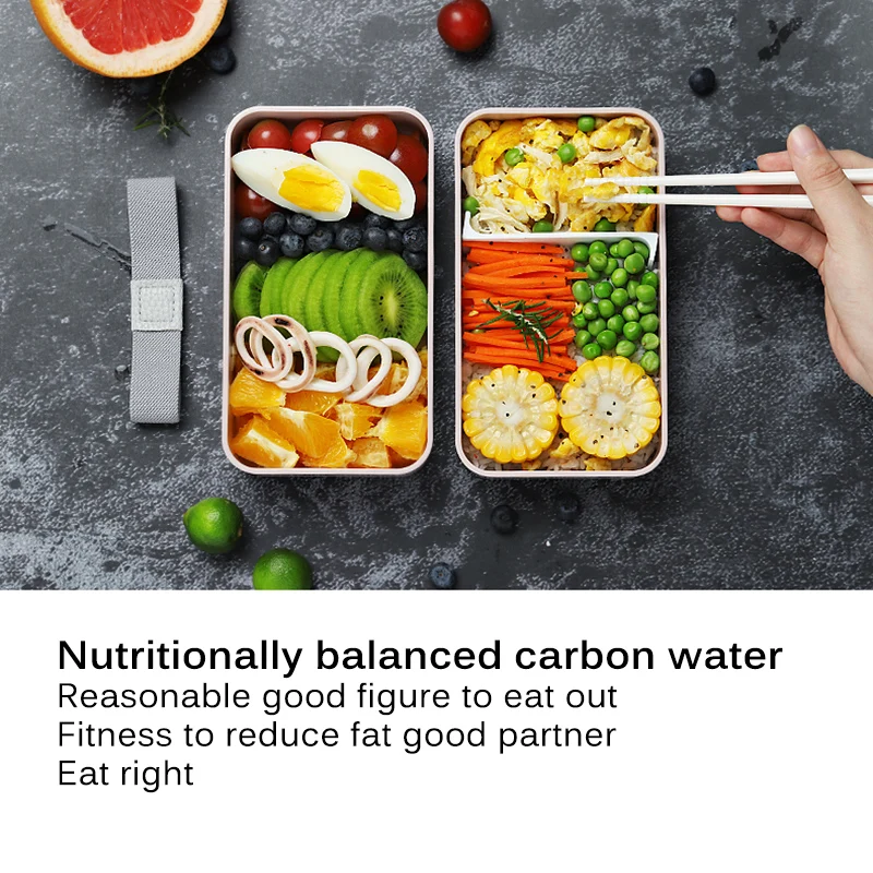 Двухслойный Ланч бокс Bento большой вместимости в японском стиле пластиковый отсек