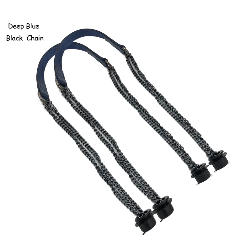Black Chain 2 1 пара кожаных плоских ручек Superfiber с двойной металлической цепочкой для O Bag для EVA Obag, аксессуары для женских сумок - Цвет: Black Chain 2
