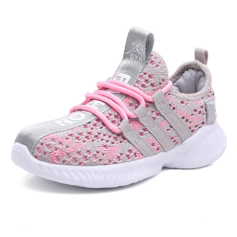 pink children shoes Брендовая детская обувь; кроссовки для девочек с дышащей сеткой; обувь на плоской подошве для мальчиков; школьная спортивная обувь для бега; мягкая детская обувь - Цвет: pink children shoes