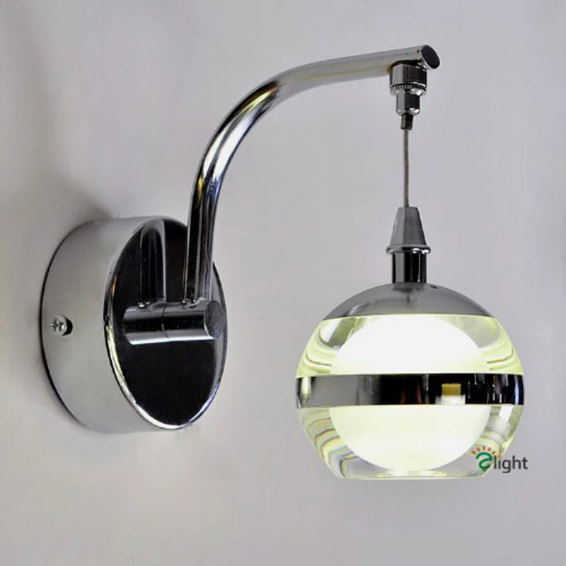 Современная акриловая светодиодная настенная лампа в форме шара Хромированный