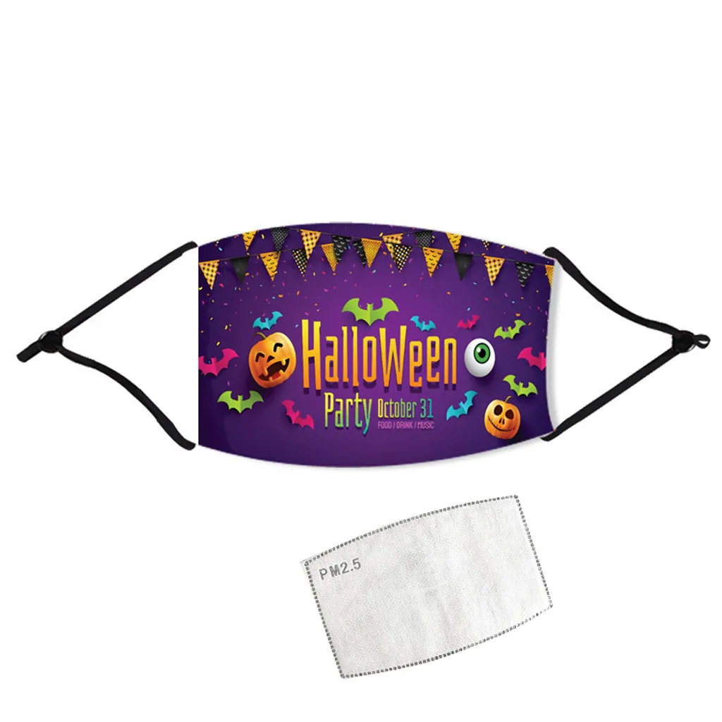 

1PCS Adult Halloween Print mouth Mask Adjustable Washable Face Cover Breathable Face Mask Cotton Protective Face Mask