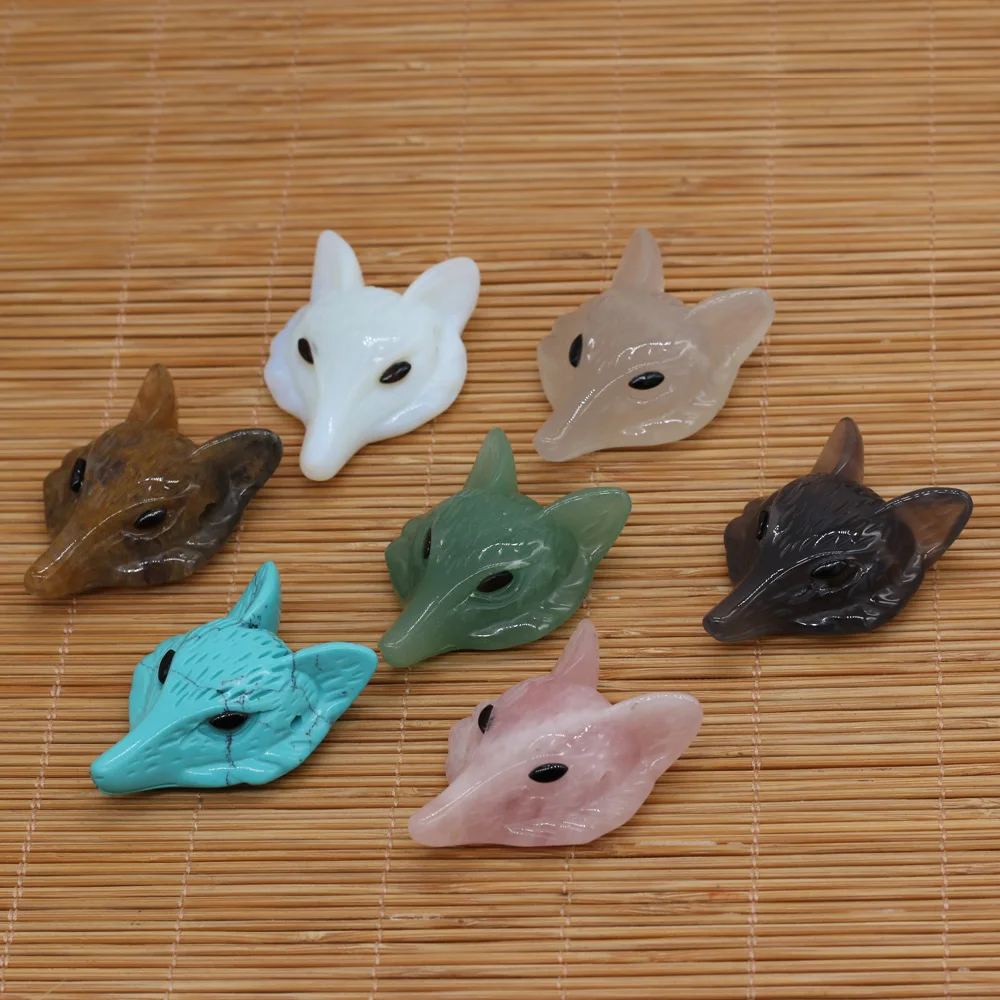 

1pcs Natural Stone Beads Fox Shape Stones Beads for Jewelry Making DIY Necklace Bracelet Earrings Accessories Size 30x40mm