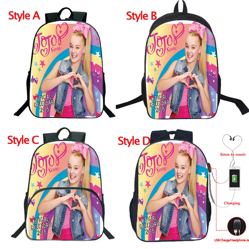

Рюкзак Jojo Siwa с USB-зарядкой для мужчин и женщин, красивый вместительный ранец для книг, рюкзак для школы, 4 вида