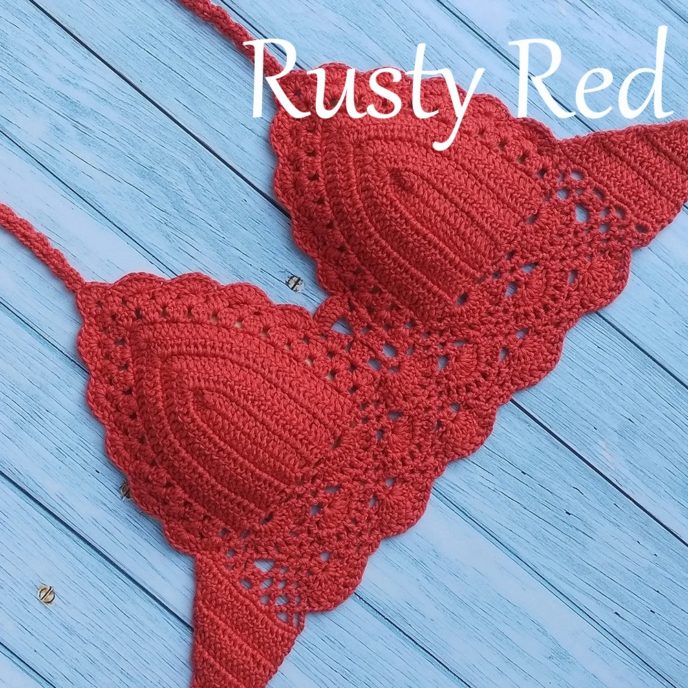10 Colors Have Lining Womens Bikini Top Sexy Crochet Knit Separate Female Swimsuit Push Up Bra Beachwear Plus Size Bathing Suits